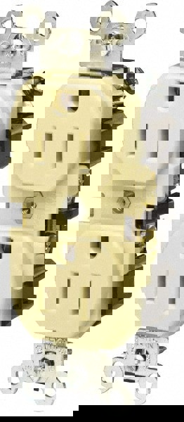 Straight Blade Duplex Receptacle: NEMA 6-15R, 15 Amps, Self-Grounding